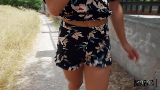 Anastasia Brokelyn is sucking cock outdoors