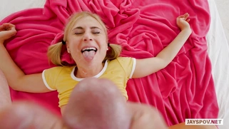 Blonde Lindsey Cruz gets facial cumshot in POV