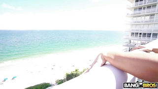 Ashley Barbie shows off her big ass on the balcony