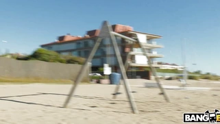 Busty Katrina Moreno have fun on the beach