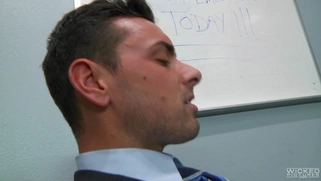 Nasty secretary Natasha White gives the sloppy blowjob to her boss