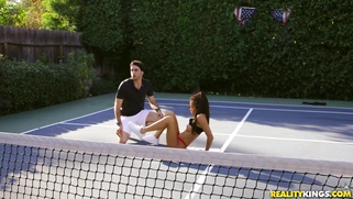 Vina Sky is sucking cock on the tennis court