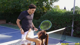 Vina Sky is sucking cock on the tennis court