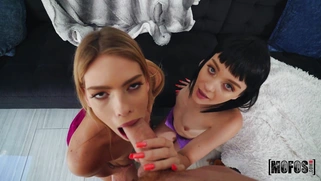 Leah Lee and Nala Nova are sucking cock in POV