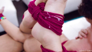 London River gets cumshot on her tied feet