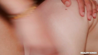 Aften Opal lying on her side gets her pussy railed