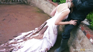 Dirty slut Tiffany Tyler sucking his cock in public