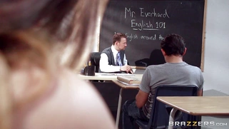 Ashley Adams seduced her teacher and sucked his prick