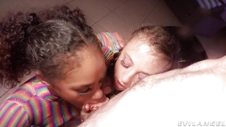 Gia Derza and Scarlit Scandal are sucking the cock