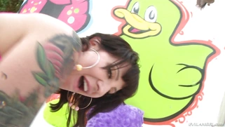 Dollie Darko has her cunt and ass-hole destroyed by a thick massive dong