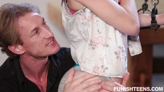 Handcuffed teen slut Maddy Rose gets undressed