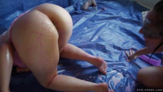 Tori Avano and Proxy Paige squirt colored enema fluid out of their asses