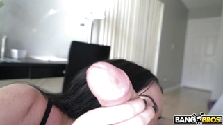 Amateur Leila LaRocco is sucking the big cock in POV