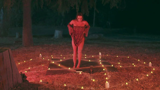 Abigail Mac gives blowjob to Seth Gamble inside the pantagramm