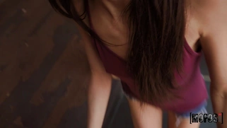 Arian Joy gives blowjob in POV outdoors