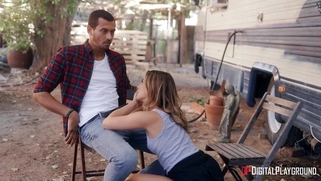 Kristen Scott gives hot blowjob outdoors