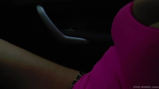 Russian prostitute Kayla Green hitchhiking in high heels and a mini skirt