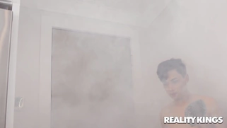 MILF Brittany Andrews is sucking two cocks