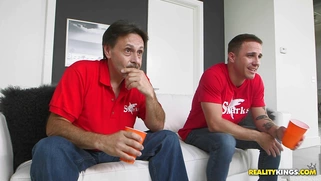 Alexis Fawx plays with her soapy pussy while her stepson spying on her