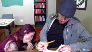 Snotty teacher Monique Alexander sucks his rod in the back of the classroom