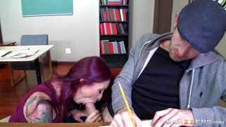 Snotty teacher Monique Alexander sucks his rod in the back of the classroom