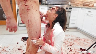 Casey Calvert is sucking the cock in the kitchen