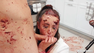 Casey Calvert is sucking the cock in the kitchen