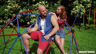 Ava Parker is sucking Jmac's thick dick outdoors