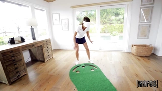 Aila Donovan orally pleasures the hard dick