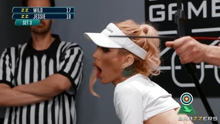 Sarah Jessie gets her pussy pounded by Zac Wild standing