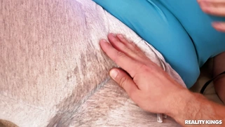 Huge titted Yola Filmes is playing with her pussy