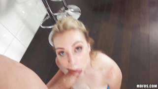 Cali Sparks sucking monster cock that is longer than her face