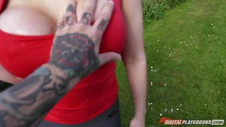 Amazing sportswoman Aletta Ocean shows her enormous tits