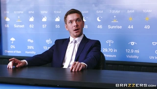 Sexy weather reporter Kendall Karson seducing her co-worker