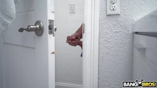 Kira Perez is masturbating in the toiler and Peter is jerking on her