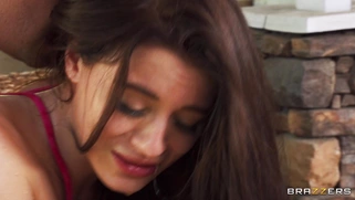 Lana Rhoades leaned on the table and got her pussy banged