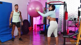 Sofia Lee and Angelo Godshack in the gym