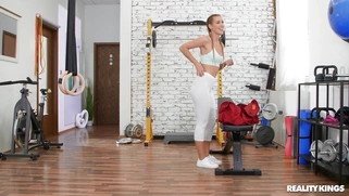 Alexis Crystal rips her leggings and shows off the butt plug in her ass