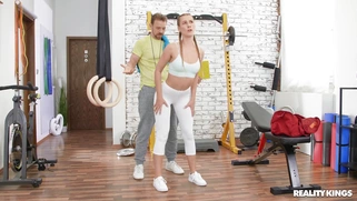 Alexis Crystal rips her leggings and shows off the butt plug in her ass