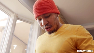 Tokyo Lynn is sucking the black cock in the kitchen