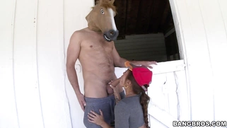 Morgan Lee using her slutty mouth to make his cock hard