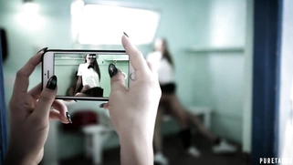 Jill Kassidy rides the stiff dick with her shaved pussy