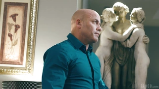 Carolina Sweets rides the hard prick with her shaved pussy