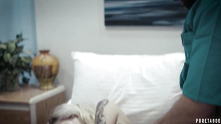 Arya Fae lying on her side got pussy railed