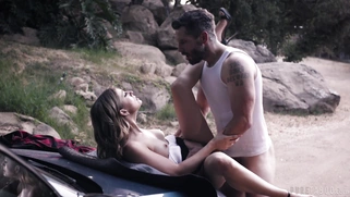 Kristen Scott gets her pussy fucked on the car