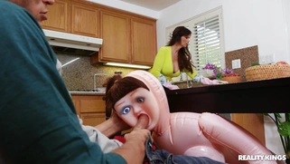 Syren De Mer caught her stepson fucking the sex doll