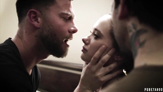 Gia Paige takes two cocks in her mouth