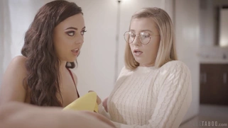 Whitney Wright watches Carolina Sweets sucking the cock