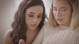 Whitney Wright watches Carolina Sweets sucking the cock