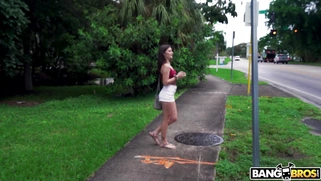 Mae Milano is getting picked up outdoors